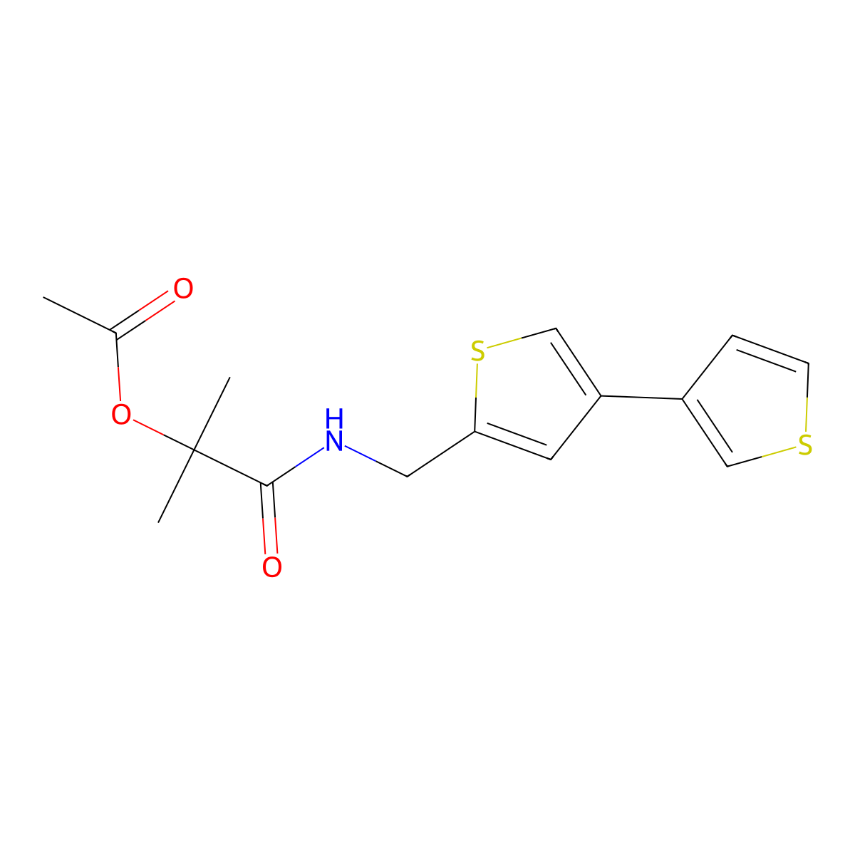 1-[({[3,3'-Bithiophene]-5-yl}methyl)carbamoyl]-1-methylethyl acetate molecular structure, CAS 2379985-45-0