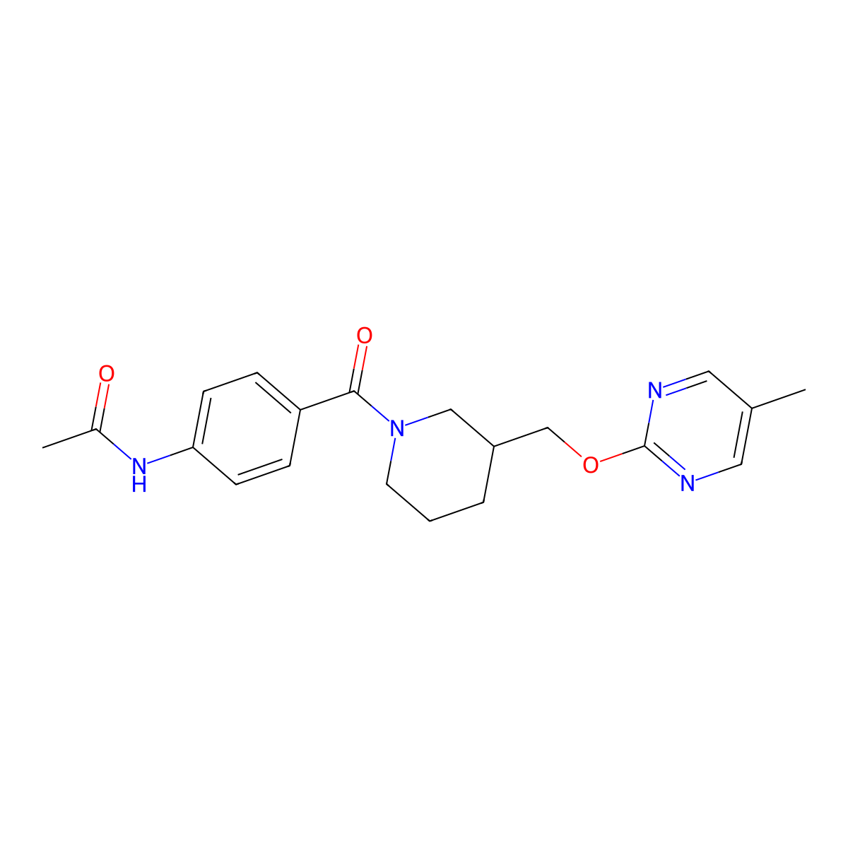 N-[4-(3-{[(5-methylpyrimidin-2-yl)oxy]methyl}piperidine-1-carbonyl)phenyl]acetamide molecular structure, CAS 2379985-47-2