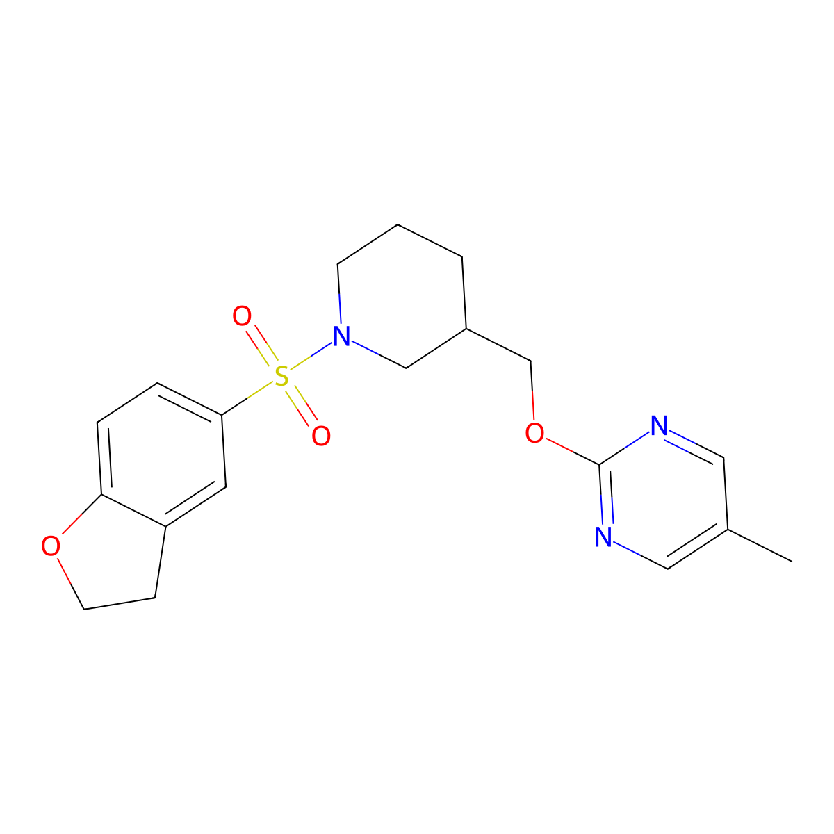 2-{[1-(2,3-Dihydro-1-benzofuran-5-sulfonyl)piperidin-3-yl]methoxy}-5-methylpyrimidine molecular structure, CAS 2379985-48-3