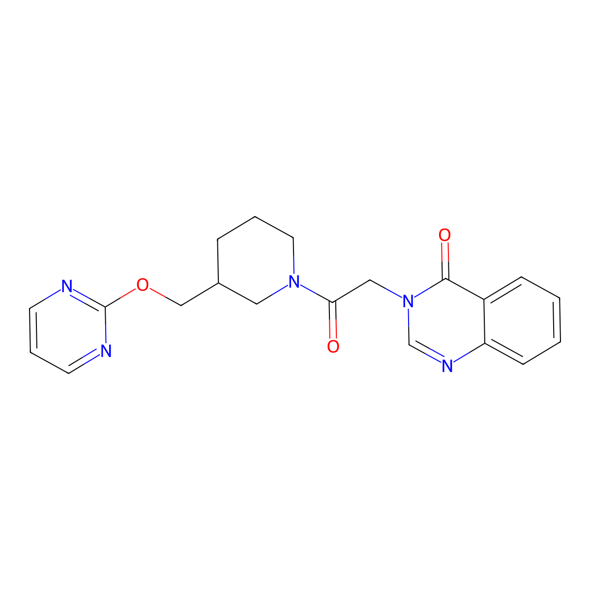 3-(2-Oxo-2-{3-[(pyrimidin-2-yloxy)methyl]piperidin-1-yl}ethyl)-3,4-dihydroquinazolin-4-one molecular structure, CAS 2379985-52-9