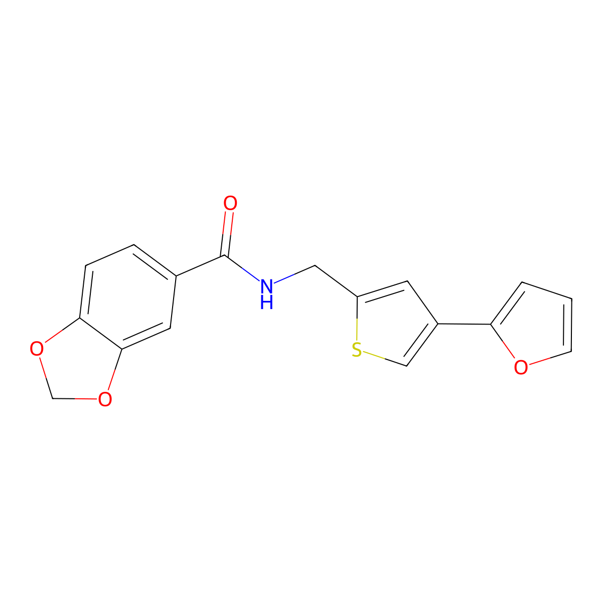 N-{[4-(furan-2-yl)thiophen-2-yl]methyl}-2H-1,3-benzodioxole-5-carboxamide molecular structure, CAS 2379985-58-5