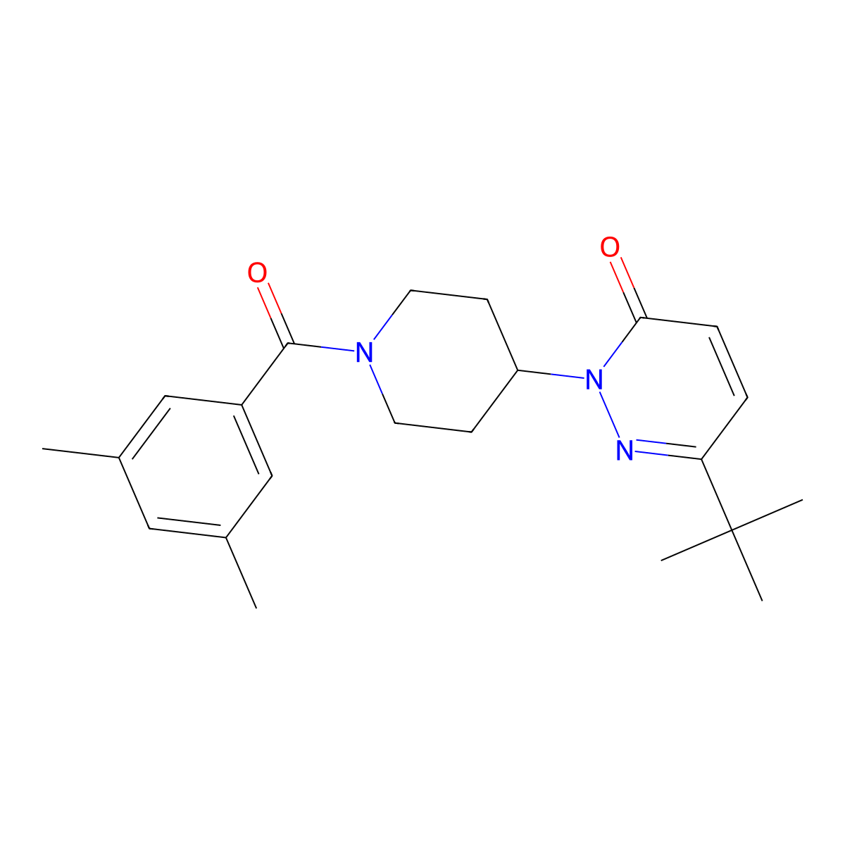 6-Tert-butyl-2-[1-(3,5-dimethylbenzoyl)piperidin-4-yl]-2,3-dihydropyridazin-3-one molecular structure, CAS 2379985-59-6