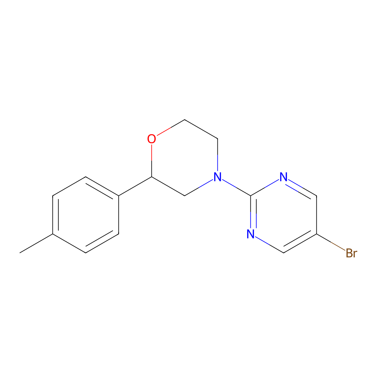 4-(5-Bromopyrimidin-2-yl)-2-(4-methylphenyl)morpholine molecular structure, CAS 2379985-65-4