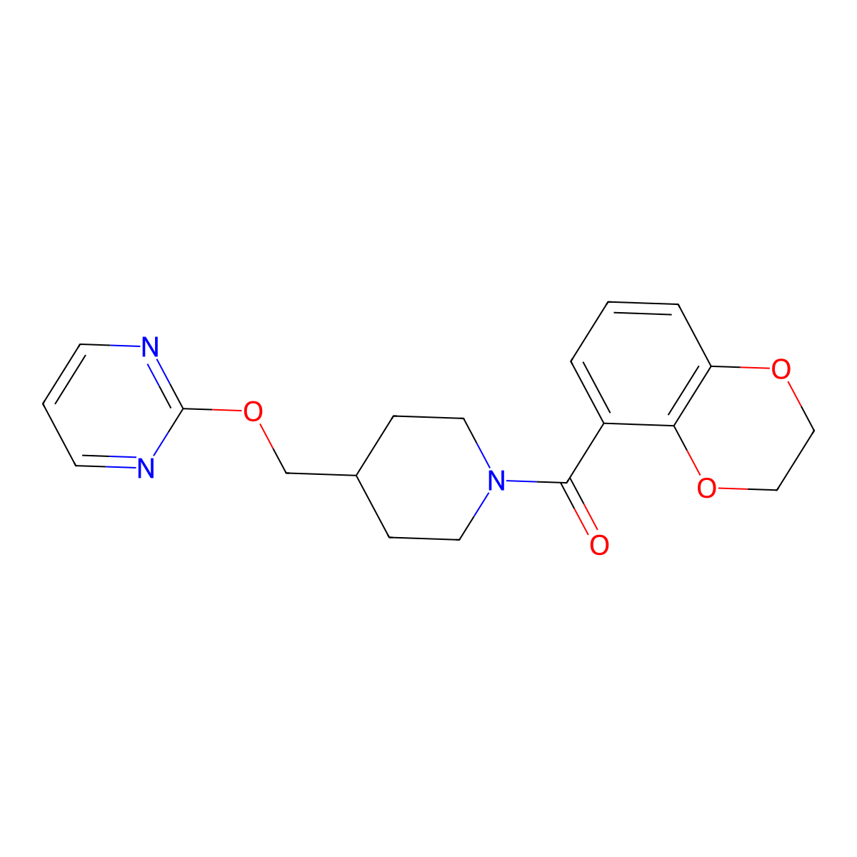 2-{[1-(2,3-Dihydro-1,4-benzodioxine-5-carbonyl)piperidin-4-yl]methoxy}pyrimidine molecular structure, CAS 2379985-72-3