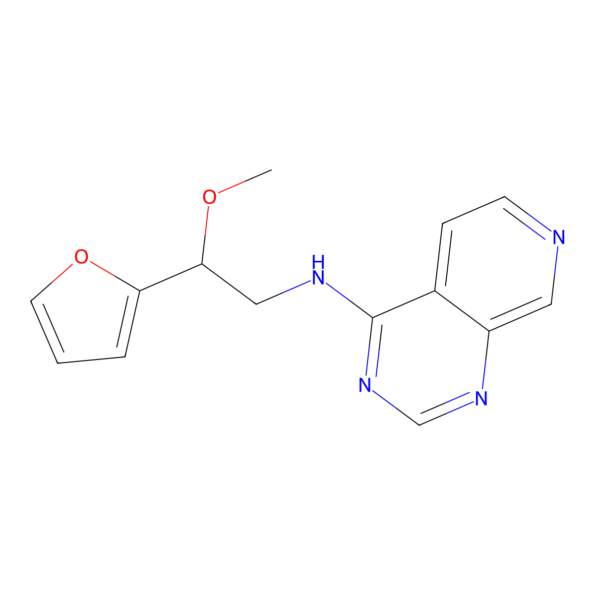 N-[2-(Furan-2-yl)-2-methoxyethyl]pyrido[3,4-d]pyrimidin-4-amine molecular structure, CAS 2379985-73-4