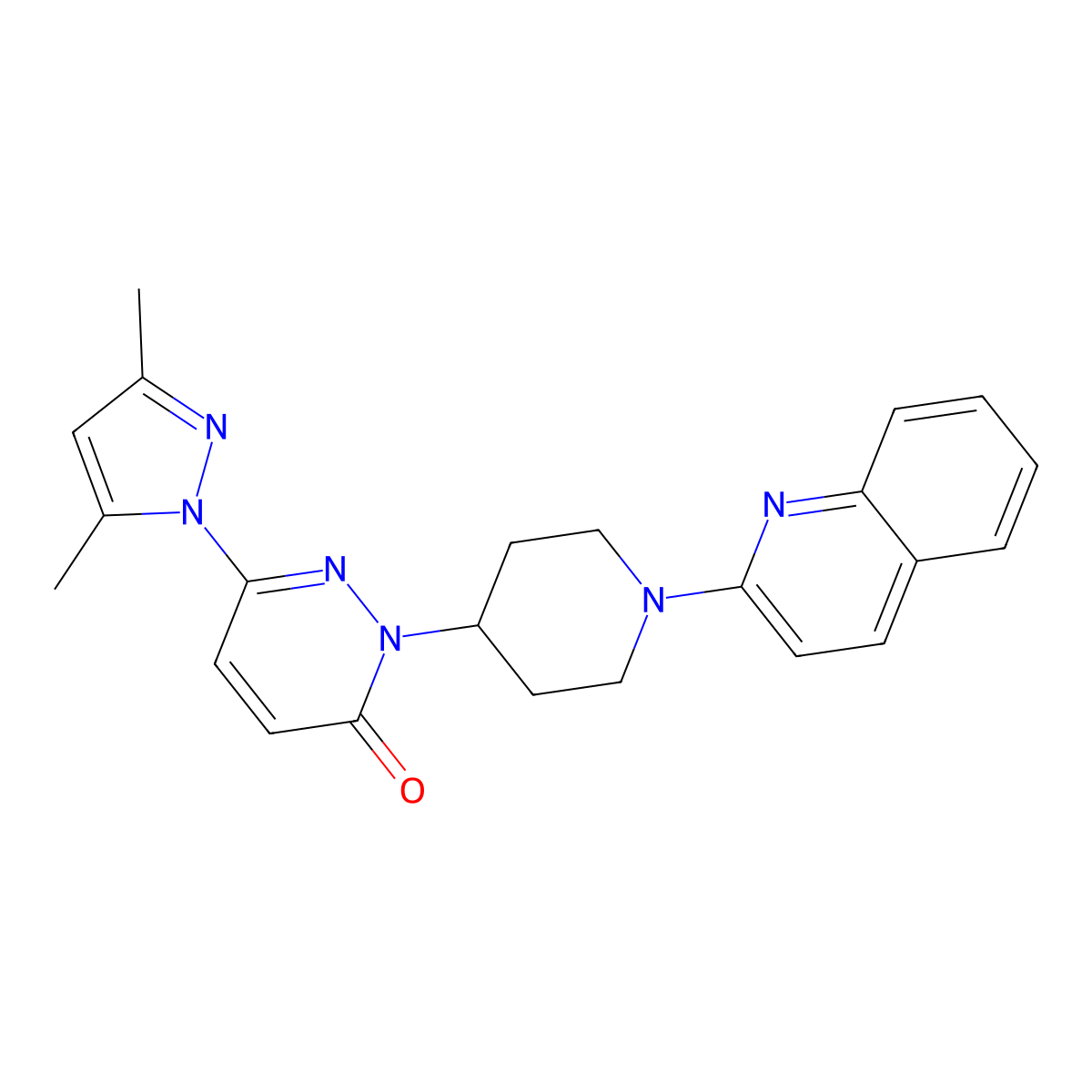 6-(3,5-dimethyl-1H-pyrazol-1-yl)-2-[1-(quinolin-2-yl)piperidin-4-yl]-2,3-dihydropyridazin-3-one molecular structure, CAS 2379985-74-5