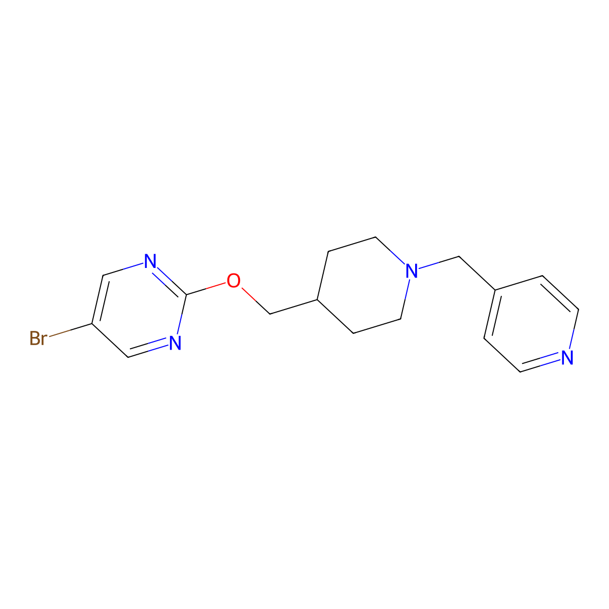 5-Bromo-2-({1-[(pyridin-4-yl)methyl]piperidin-4-yl}methoxy)pyrimidine molecular structure, CAS 2379985-78-9