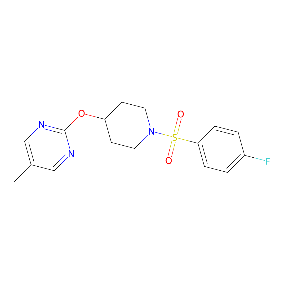 2-{[1-(4-Fluorobenzenesulfonyl)piperidin-4-yl]oxy}-5-methylpyrimidine molecular structure, CAS 2379985-79-0