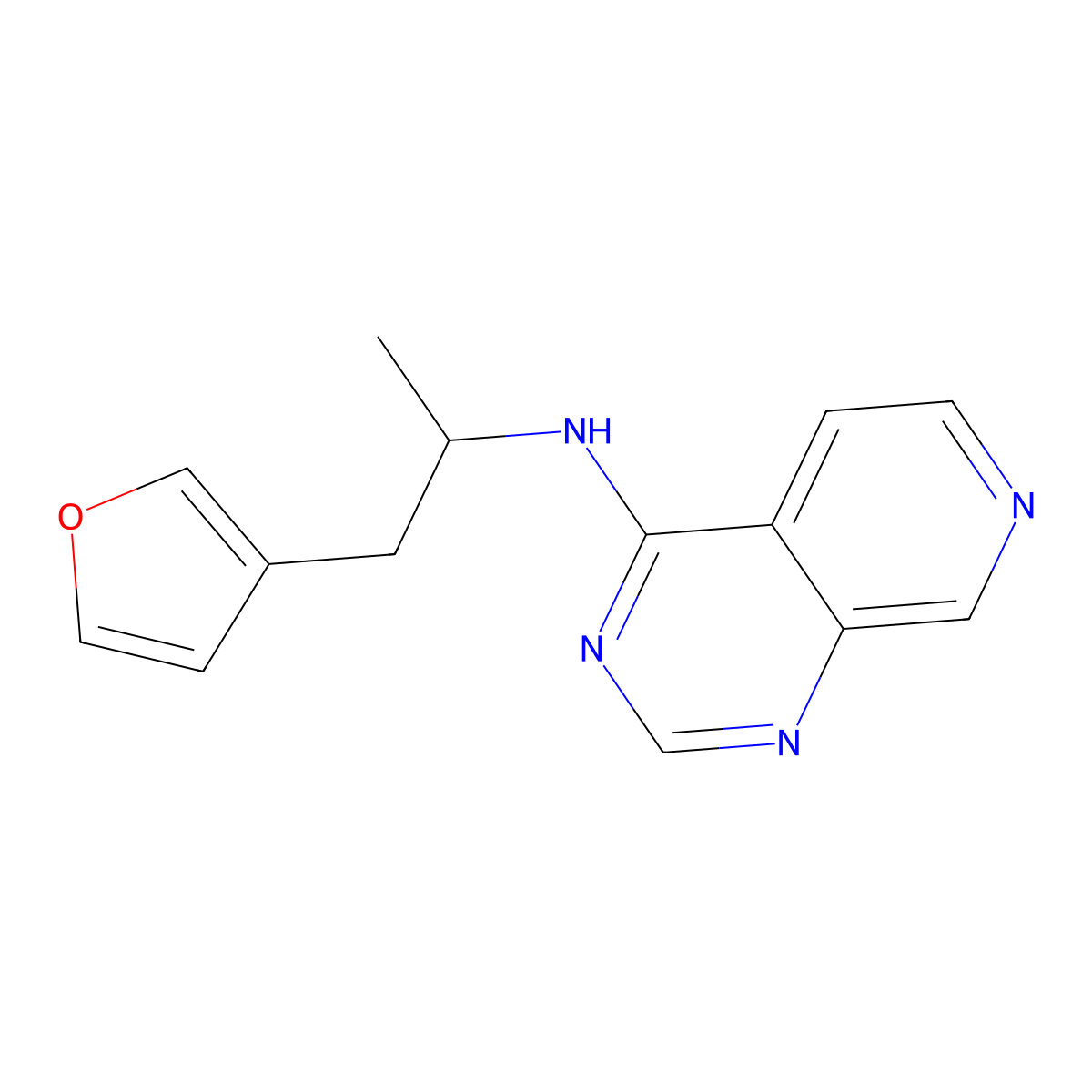 N-[1-(Furan-3-yl)propan-2-yl]pyrido[3,4-d]pyrimidin-4-amine molecular structure, CAS 2379985-81-4