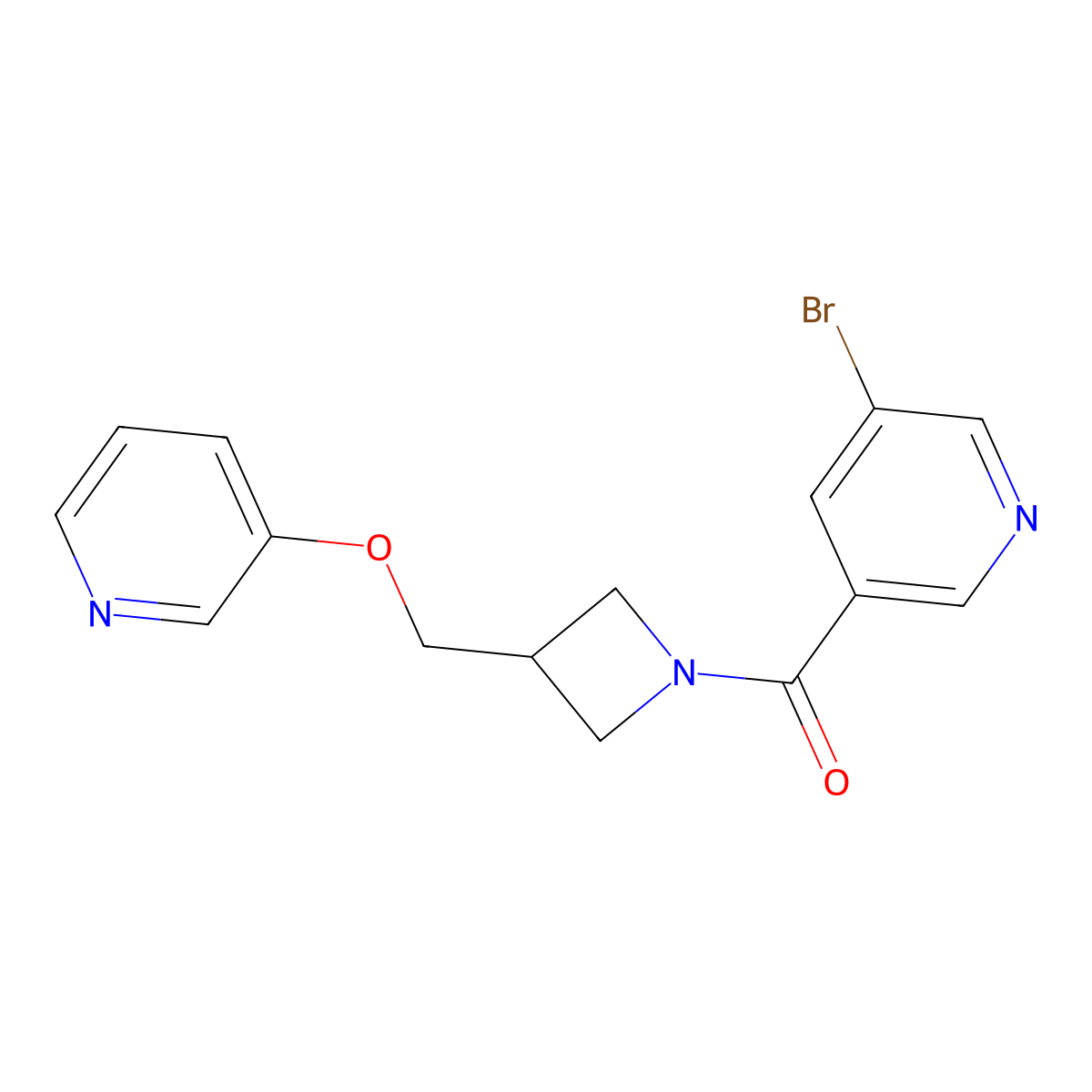 3-Bromo-5-{3-[(pyridin-3-yloxy)methyl]azetidine-1-carbonyl}pyridine molecular structure, CAS 2379985-82-5