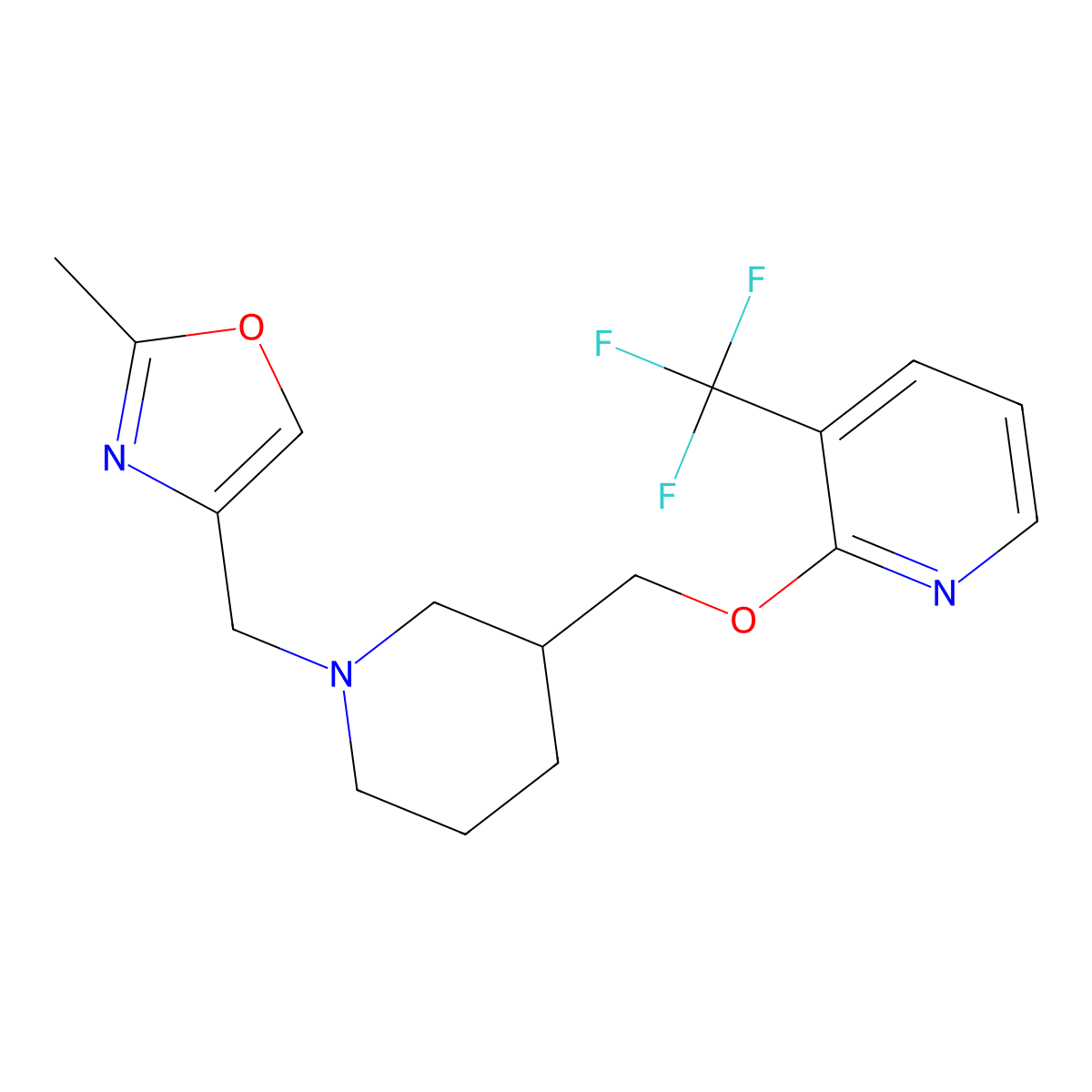 2-({1-[(2-Methyl-1,3-oxazol-4-yl)methyl]piperidin-3-yl}methoxy)-3-(trifluoromethyl)pyridine molecular structure, CAS 2379985-86-9