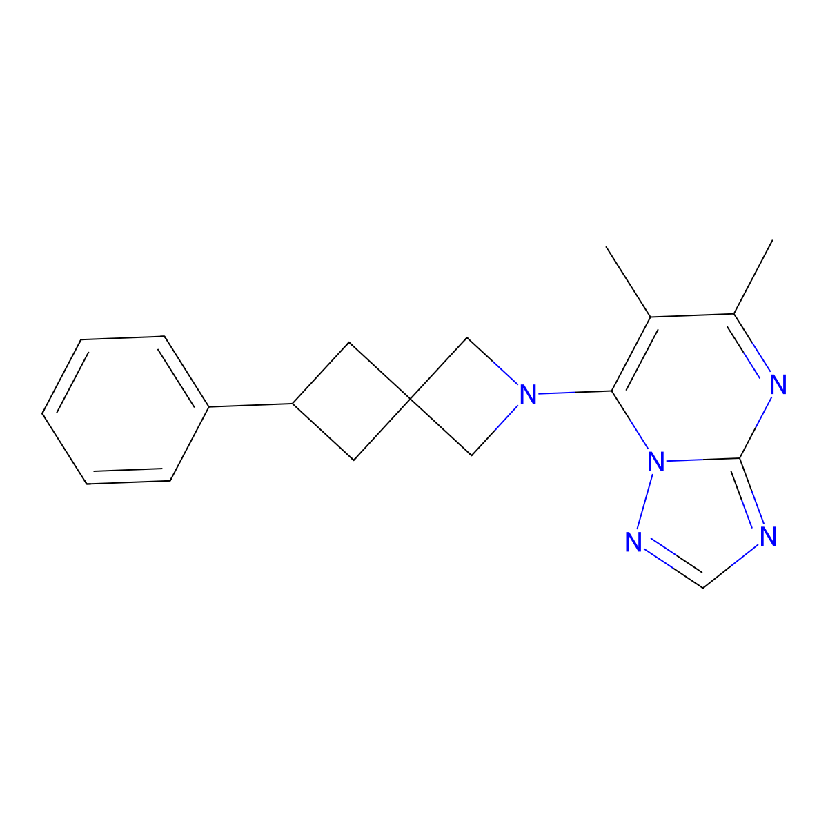 2-{5,6-Dimethyl-[1,2,4]triazolo[1,5-a]pyrimidin-7-yl}-6-phenyl-2-azaspiro[3.3]heptane molecular structure, CAS 2379985-87-0