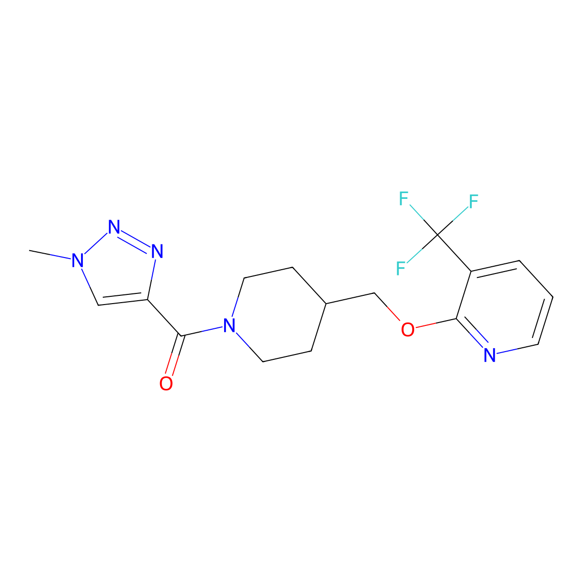 2-{[1-(1-methyl-1H-1,2,3-triazole-4-carbonyl)piperidin-4-yl]methoxy}-3-(trifluoromethyl)pyridine molecular structure, CAS 2379985-90-5