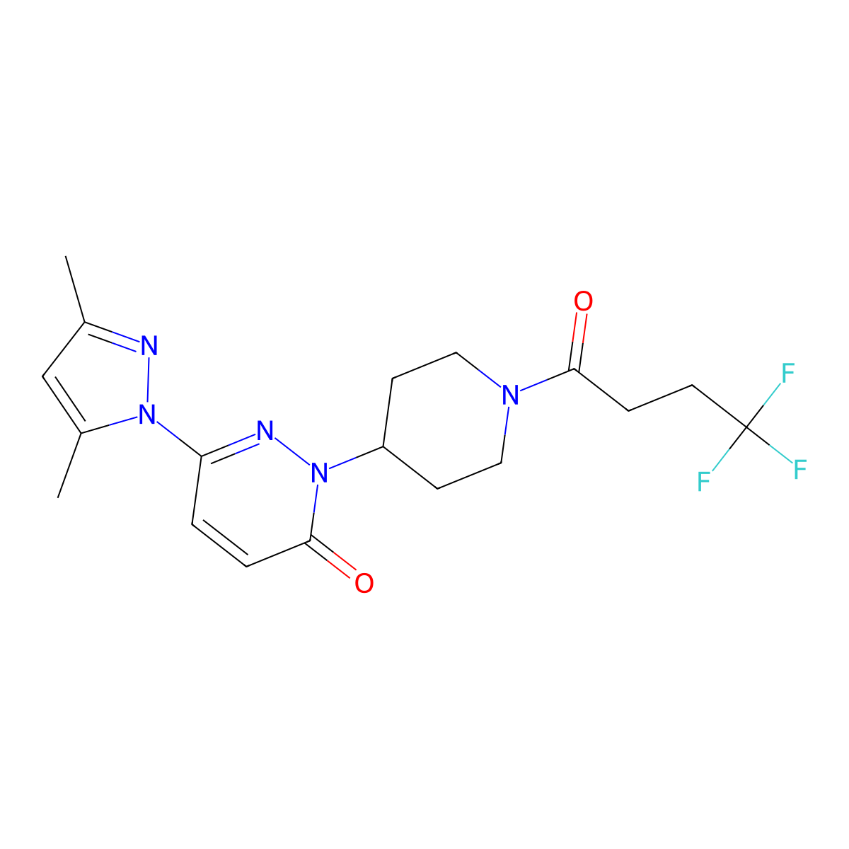 6-(3,5-dimethyl-1H-pyrazol-1-yl)-2-[1-(4,4,4-trifluorobutanoyl)piperidin-4-yl]-2,3-dihydropyridazin-3-one molecular structure, CAS 2379985-97-2