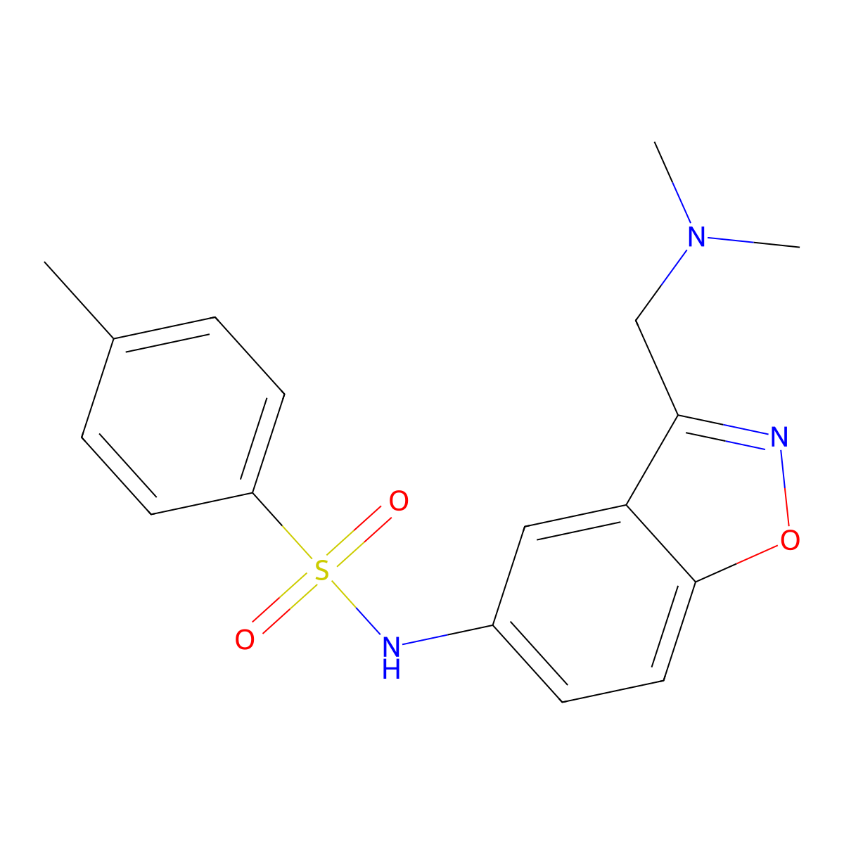 N-{3-[(dimethylamino)methyl]-1,2-benzoxazol-5-yl}-4-methylbenzene-1-sulfonamide molecular structure, CAS 2379985-98-3