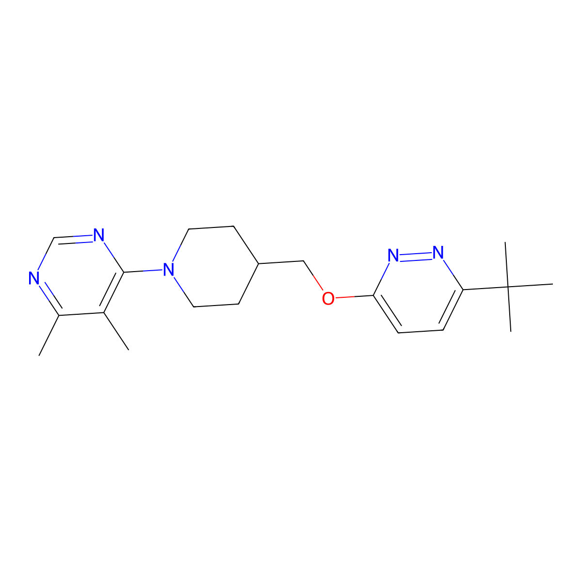 4-(4-{[(6-Tert-butylpyridazin-3-yl)oxy]methyl}piperidin-1-yl)-5,6-dimethylpyrimidine molecular structure, CAS 2379986-01-1