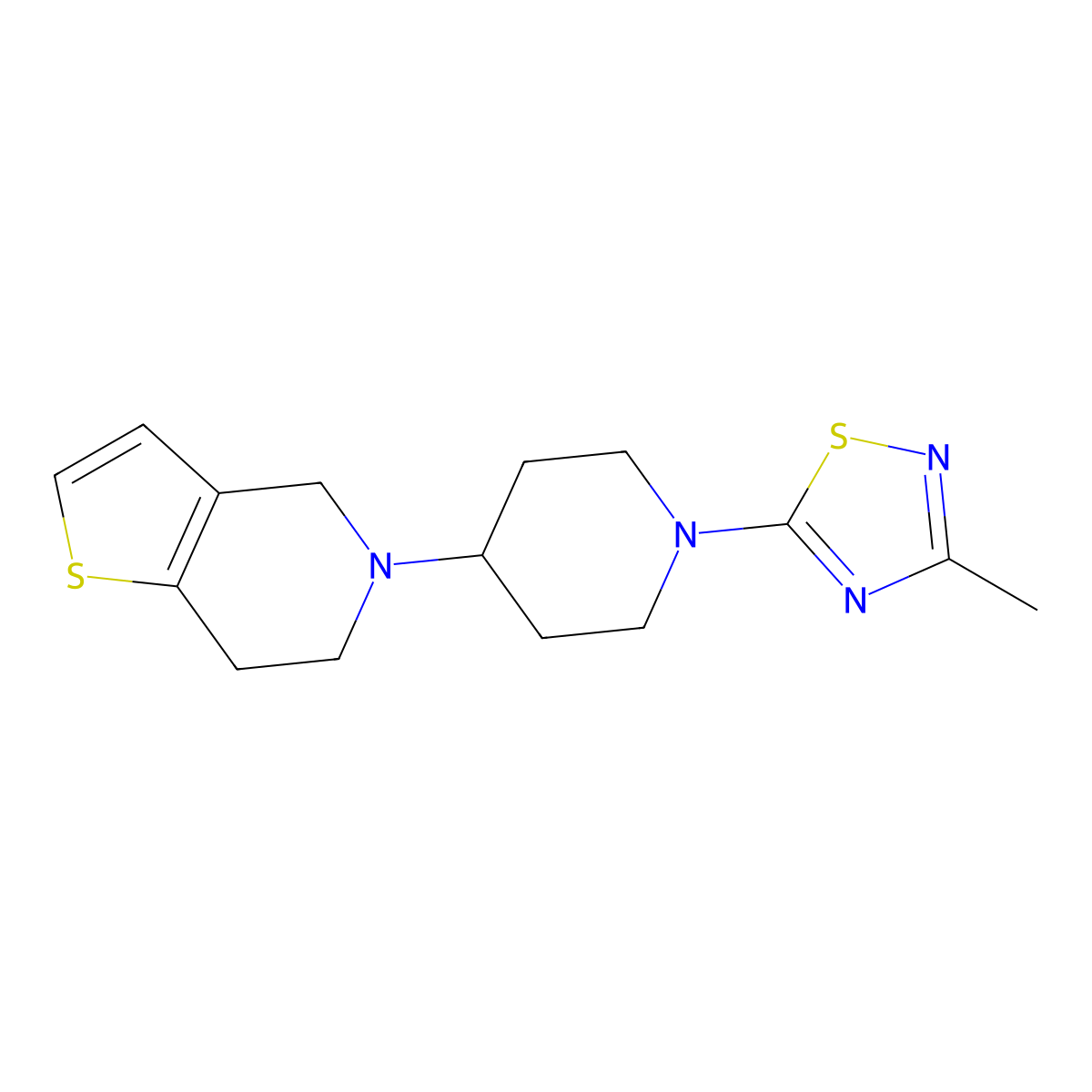 1-(3-methyl-1,2,4-thiadiazol-5-yl)-4-{4H,5H,6H,7H-thieno[3,2-c]pyridin-5-yl}piperidine molecular structure, CAS 2379986-09-9