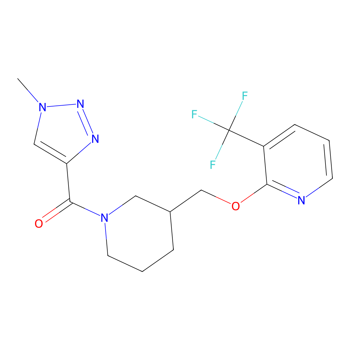 2-{[1-(1-methyl-1H-1,2,3-triazole-4-carbonyl)piperidin-3-yl]methoxy}-3-(trifluoromethyl)pyridine molecular structure, CAS 2379986-11-3