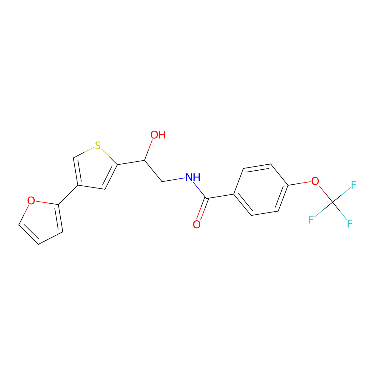 N-{2-[4-(furan-2-yl)thiophen-2-yl]-2-hydroxyethyl}-4-(trifluoromethoxy)benzamide molecular structure, CAS 2379986-17-9