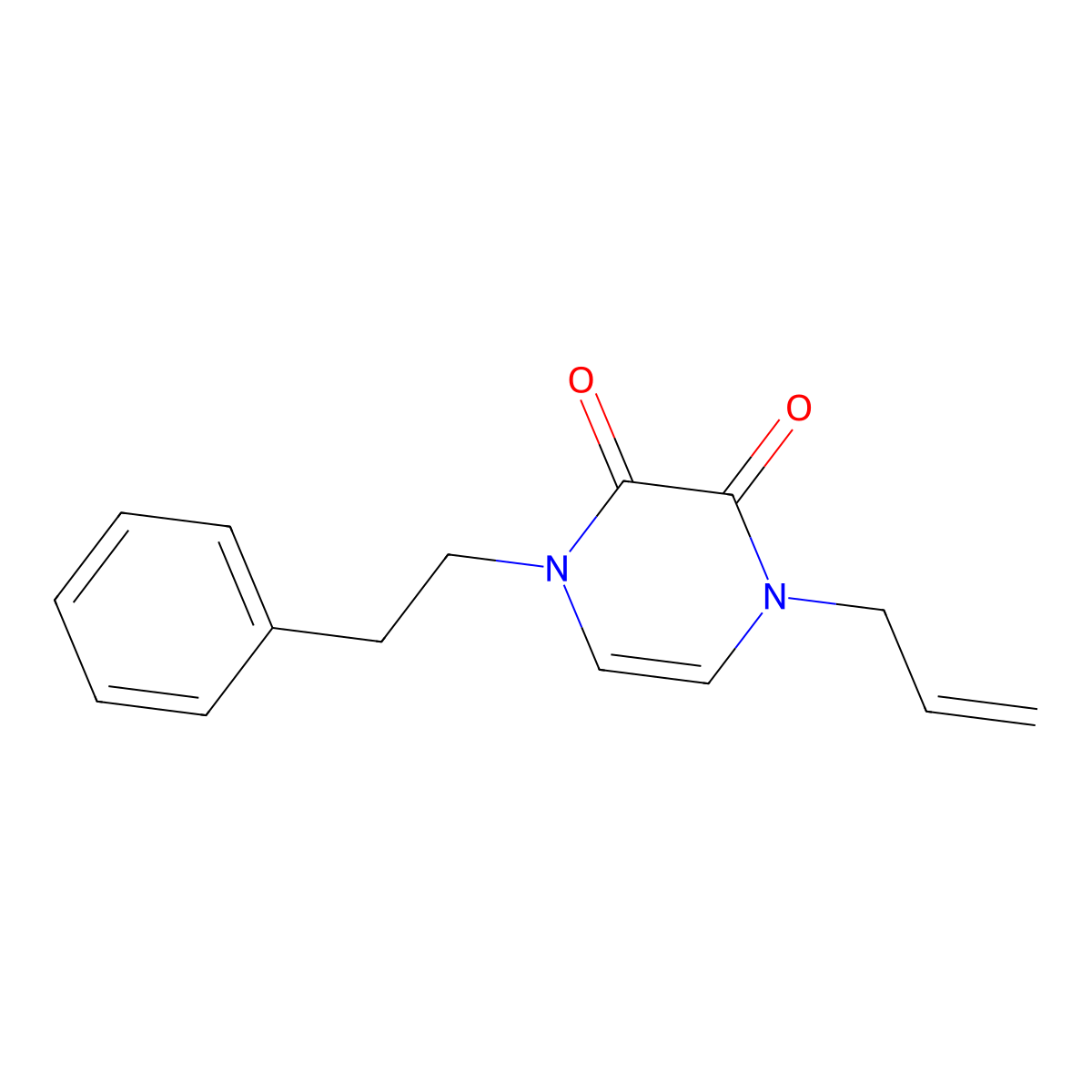 1-(2-Phenylethyl)-4-prop-2-enylpyrazine-2,3-dione molecular structure, CAS 2379986-18-0