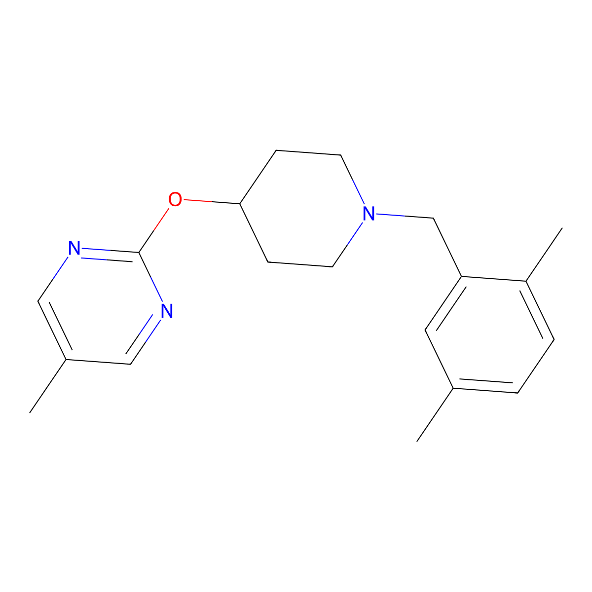 2-({1-[(2,5-Dimethylphenyl)methyl]piperidin-4-yl}oxy)-5-methylpyrimidine molecular structure, CAS 2379986-19-1