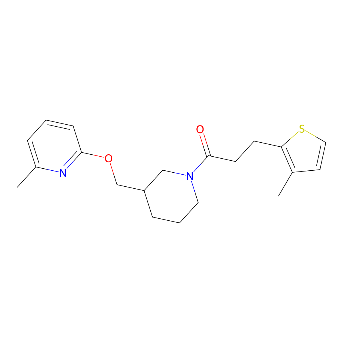 1-(3-{[(6-Methylpyridin-2-yl)oxy]methyl}piperidin-1-yl)-3-(3-methylthiophen-2-yl)propan-1-one molecular structure, CAS 2379986-20-4