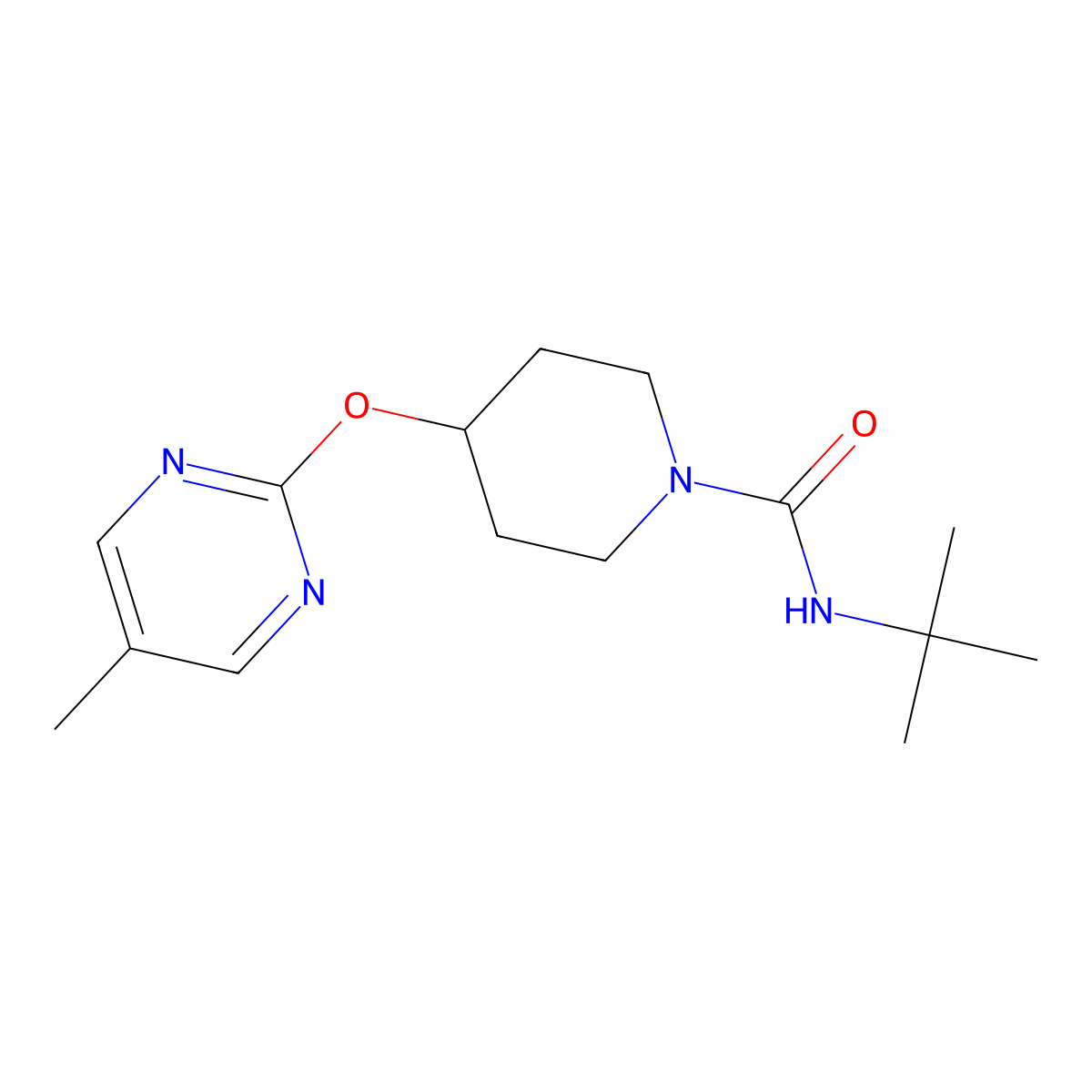 N-tert-butyl-4-[(5-methylpyrimidin-2-yl)oxy]piperidine-1-carboxamide molecular structure, CAS 2379986-29-3