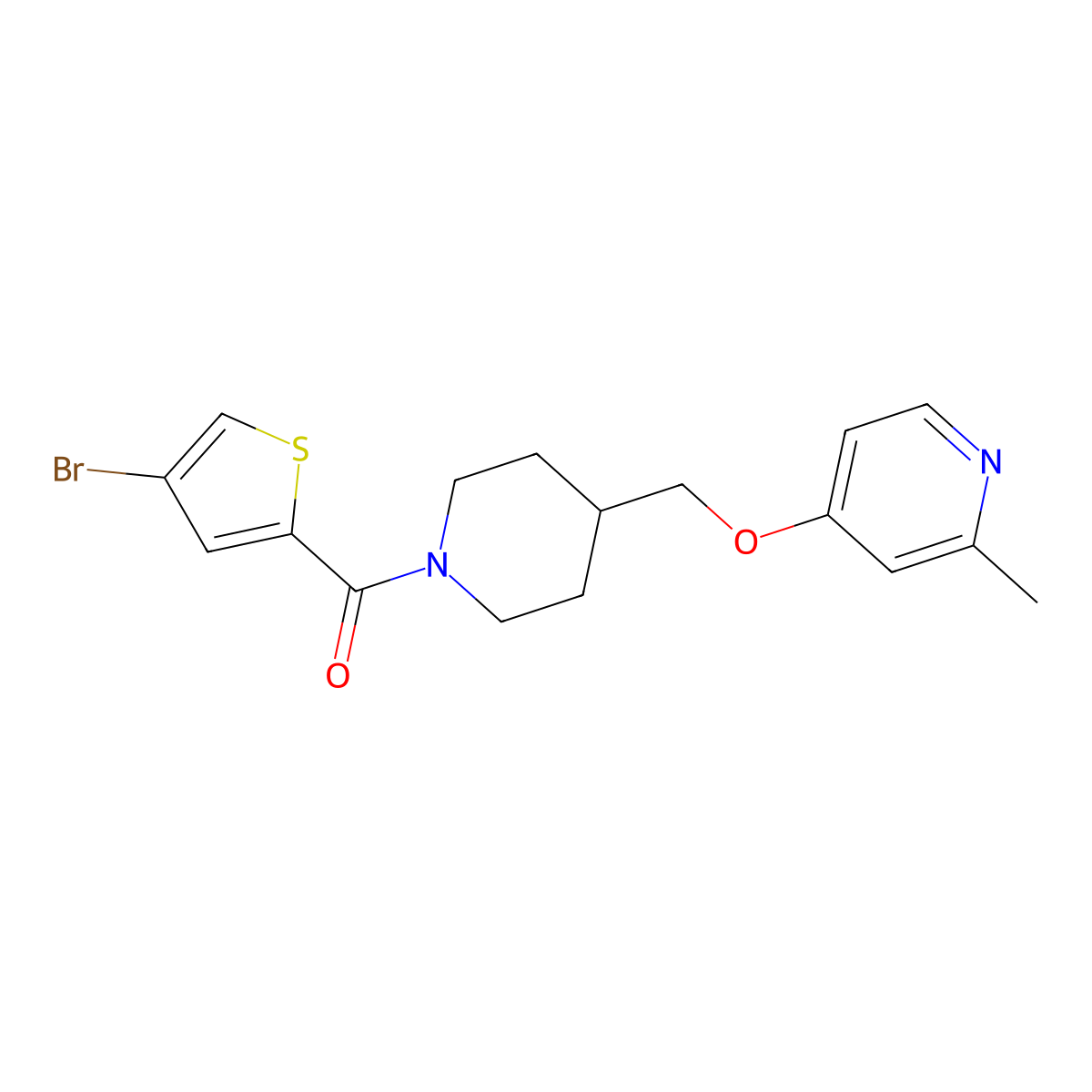 4-{[1-(4-Bromothiophene-2-carbonyl)piperidin-4-yl]methoxy}-2-methylpyridine molecular structure, CAS 2379986-30-6