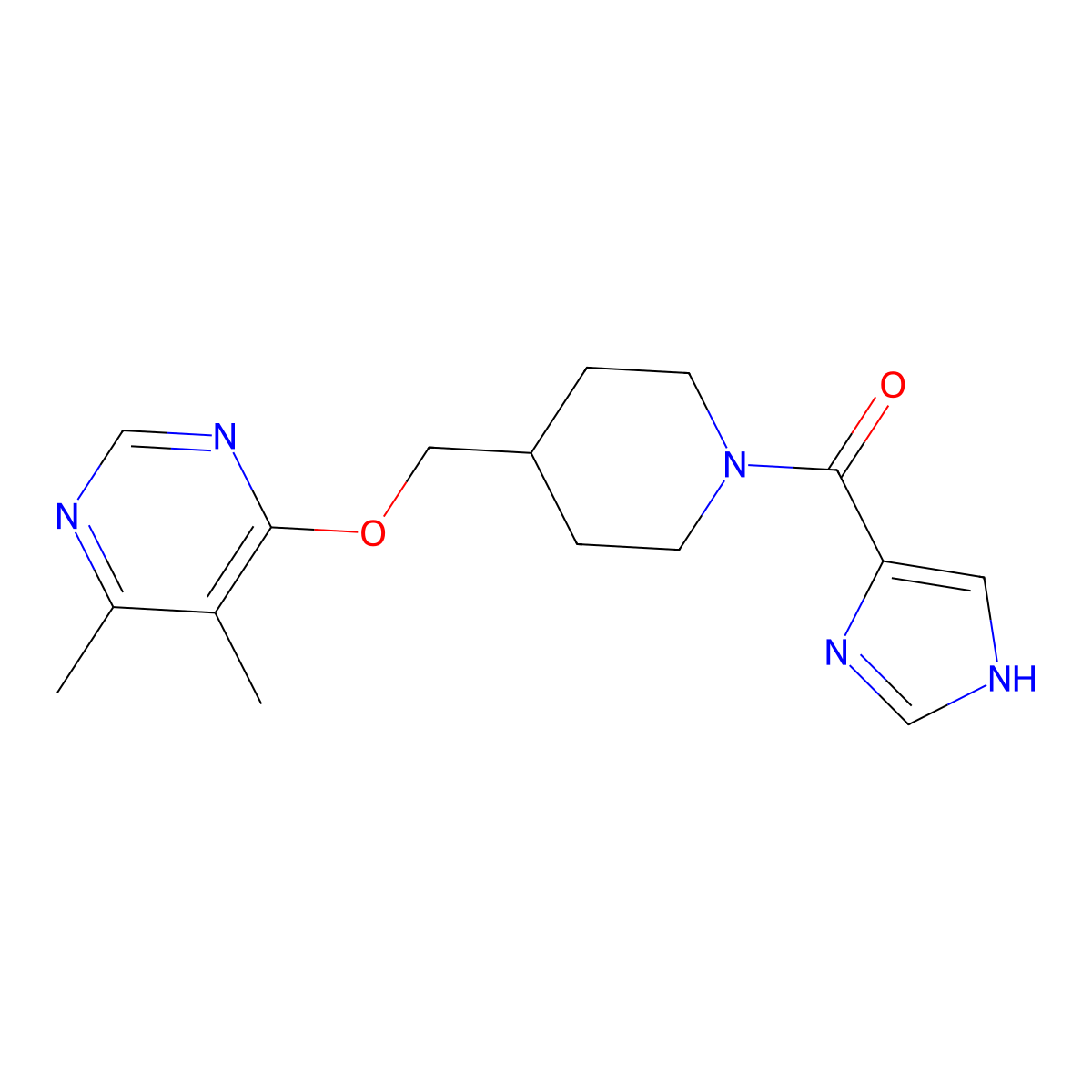 4-{[1-(1H-imidazole-4-carbonyl)piperidin-4-yl]methoxy}-5,6-dimethylpyrimidine molecular structure, CAS 2379986-31-7