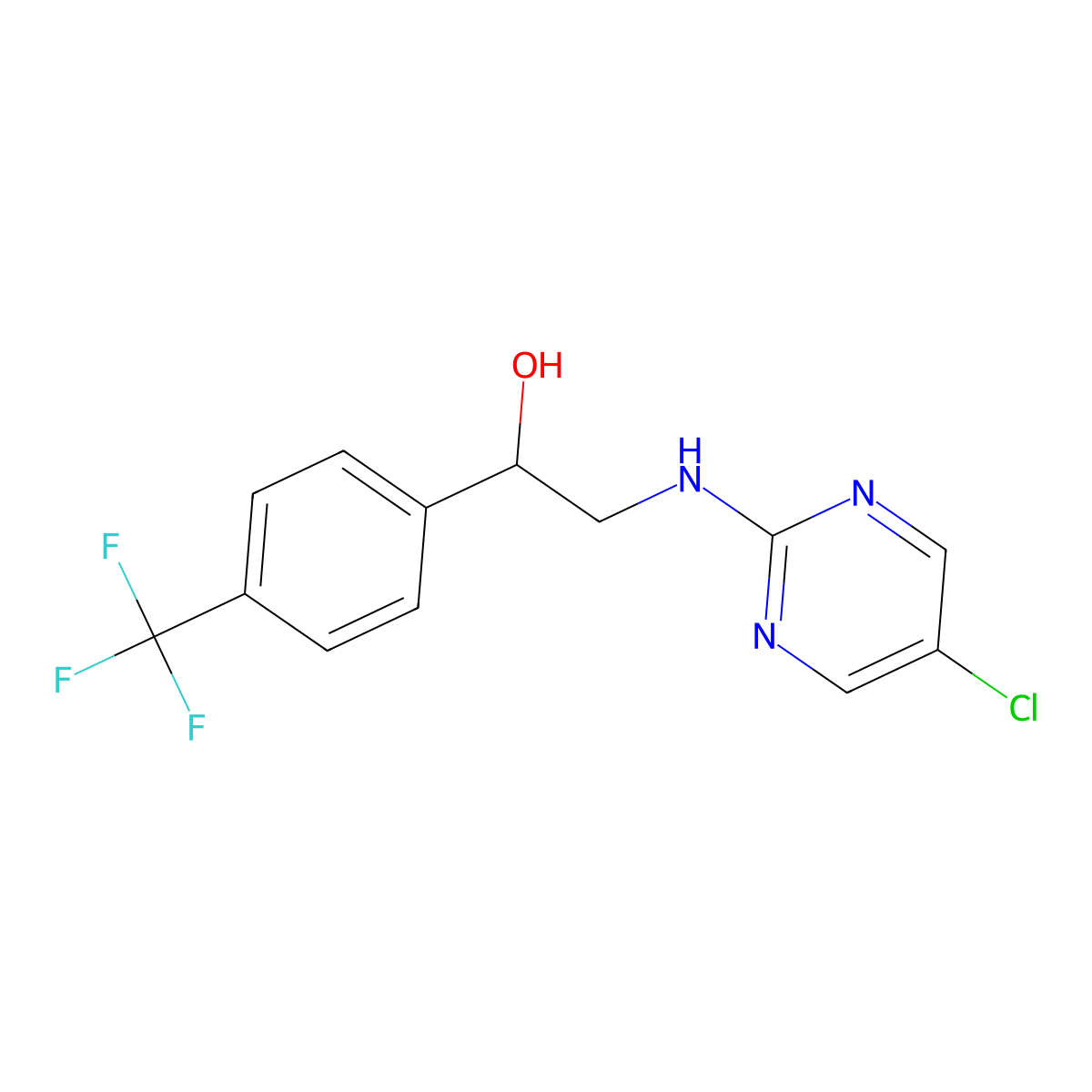 2-[(5-Chloropyrimidin-2-yl)amino]-1-[4-(trifluoromethyl)phenyl]ethan-1-ol molecular structure, CAS 2379986-34-0