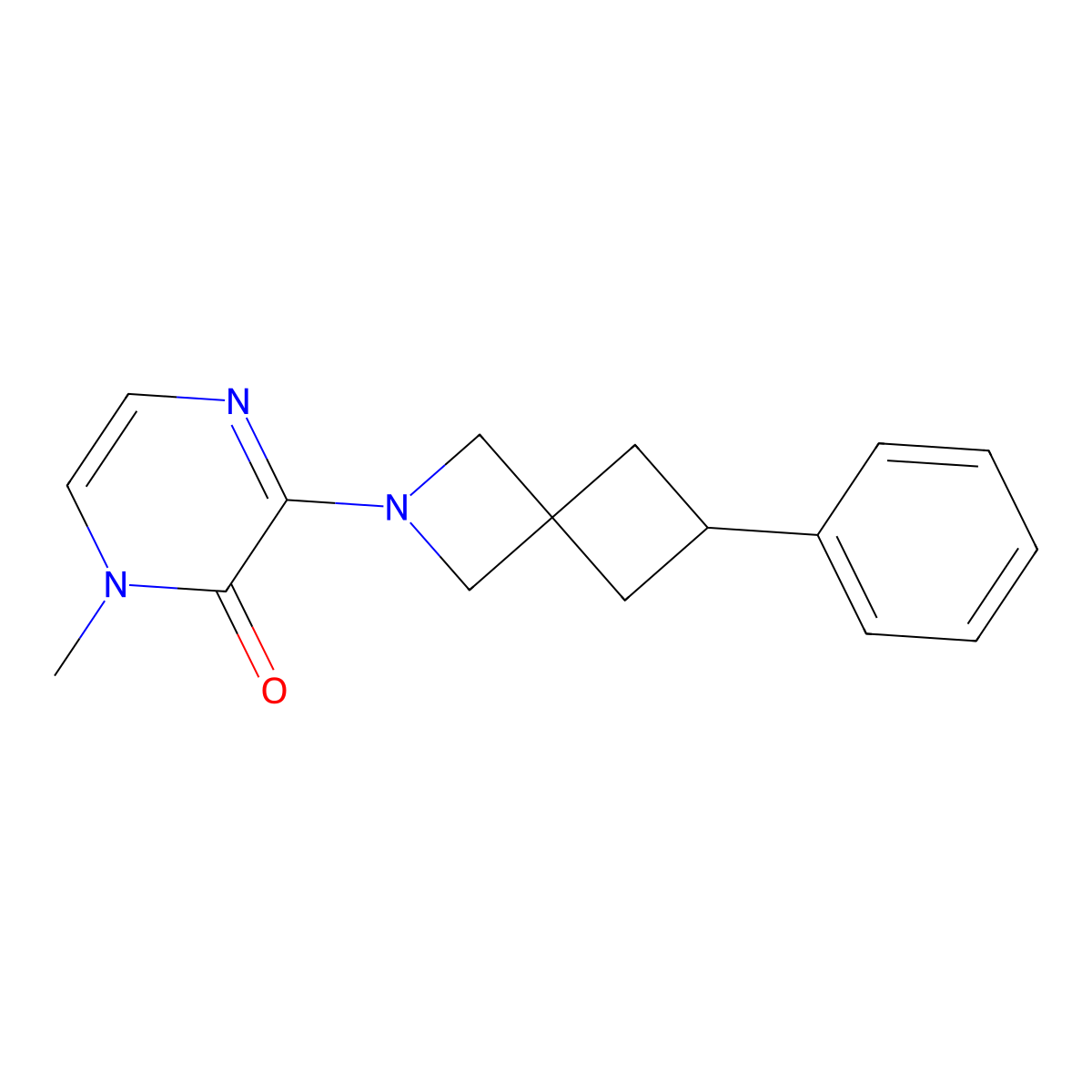 1-Methyl-3-{6-phenyl-2-azaspiro[3.3]heptan-2-yl}-1,2-dihydropyrazin-2-one molecular structure, CAS 2379986-40-8