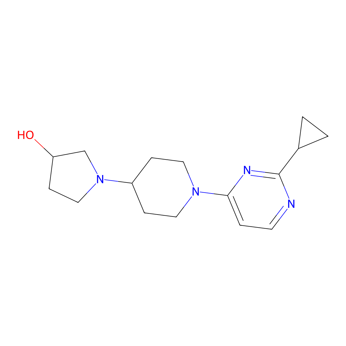 1-[1-(2-Cyclopropylpyrimidin-4-yl)piperidin-4-yl]pyrrolidin-3-ol molecular structure, CAS 2379986-41-9