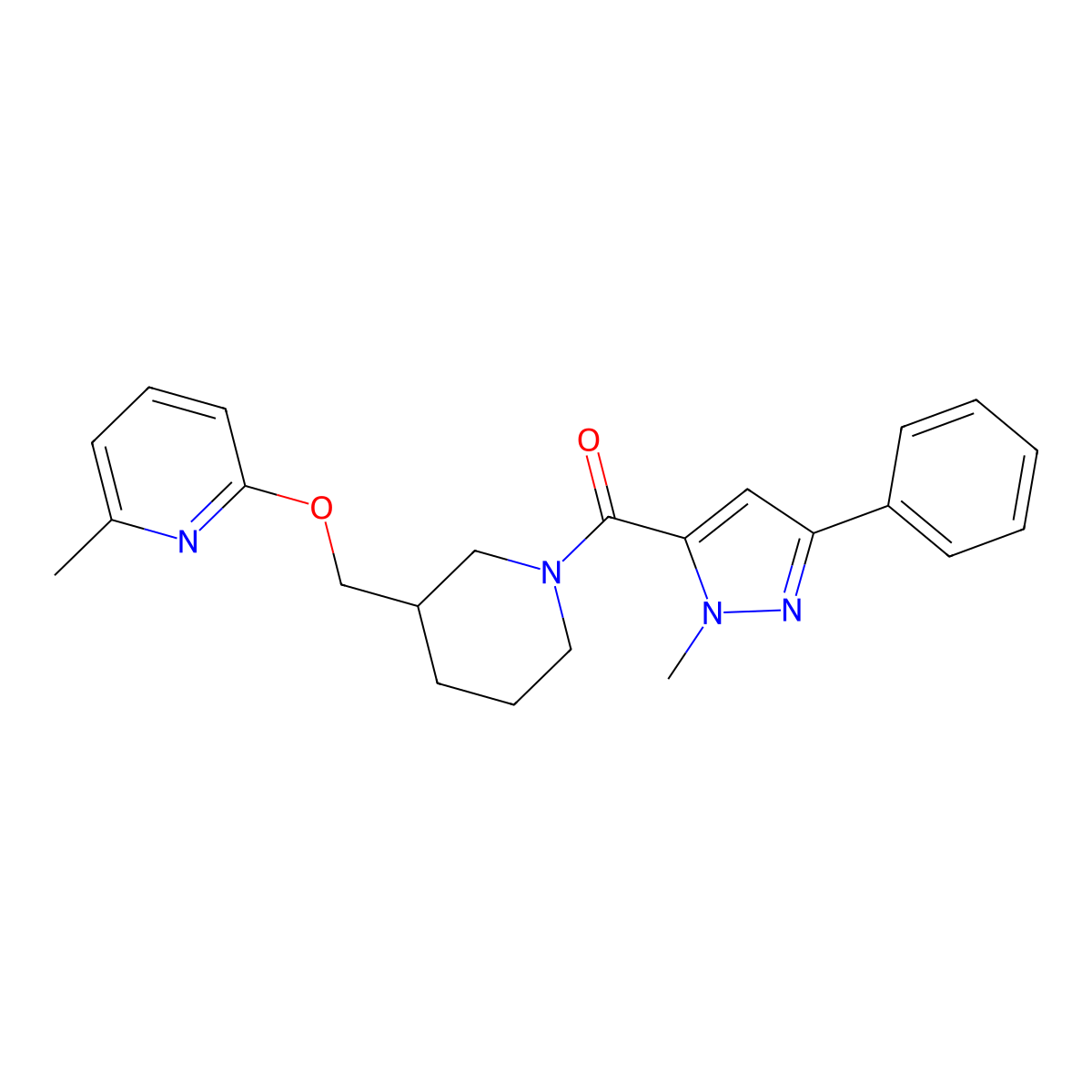 2-methyl-6-{[1-(1-methyl-3-phenyl-1H-pyrazole-5-carbonyl)piperidin-3-yl]methoxy}pyridine molecular structure, CAS 2379986-45-3