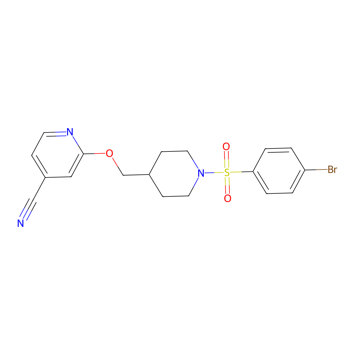 2-{[1-(4-Bromobenzenesulfonyl)piperidin-4-yl]methoxy}pyridine-4-carbonitrile molecular structure, CAS 2379986-48-6