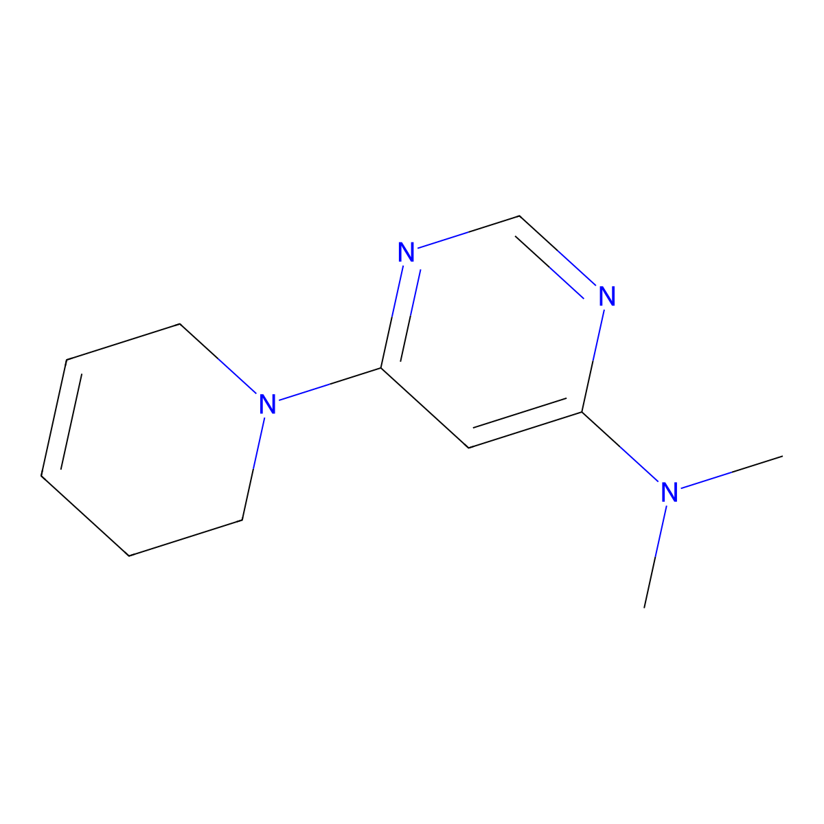 N,N-dimethyl-6-(1,2,3,6-tetrahydropyridin-1-yl)pyrimidin-4-amine molecular structure, CAS 2379986-52-2