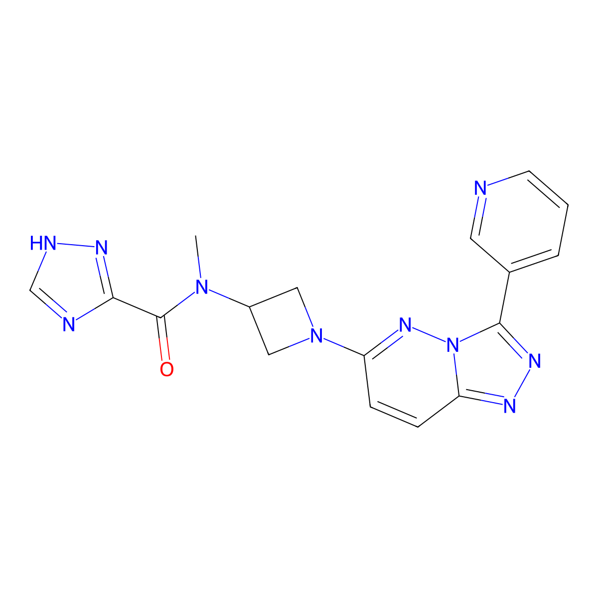N-methyl-N-{1-[3-(pyridin-3-yl)-[1,2,4]triazolo[4,3-b]pyridazin-6-yl]azetidin-3-yl}-1H-1,2,4-triazole-3-carboxamide molecular structure, CAS 2379986-53-3