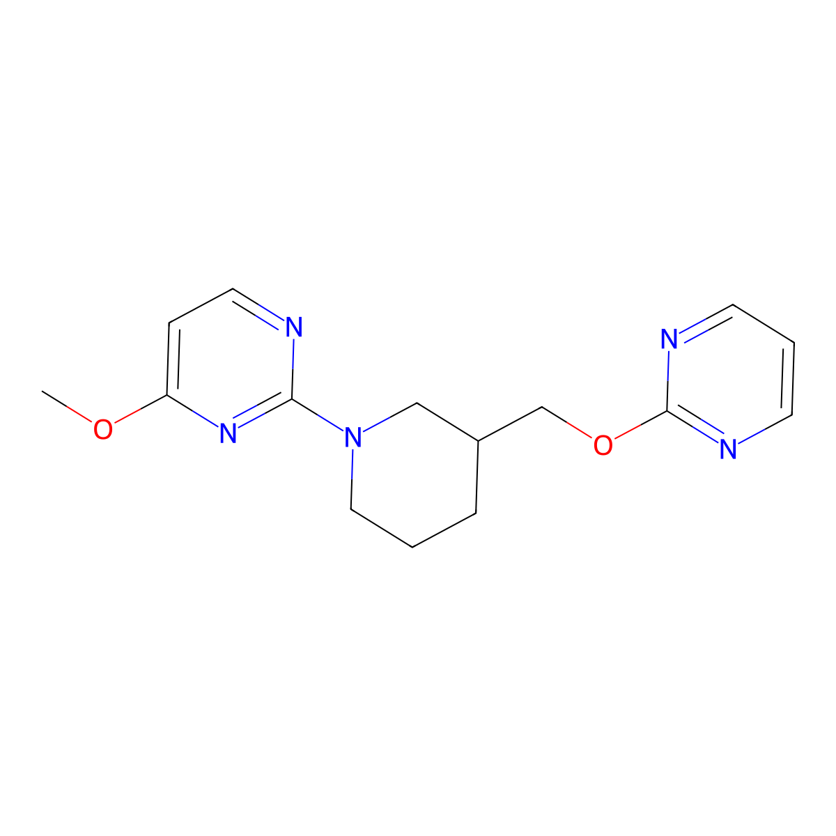 4-Methoxy-2-{3-[(pyrimidin-2-yloxy)methyl]piperidin-1-yl}pyrimidine molecular structure, CAS 2379986-56-6