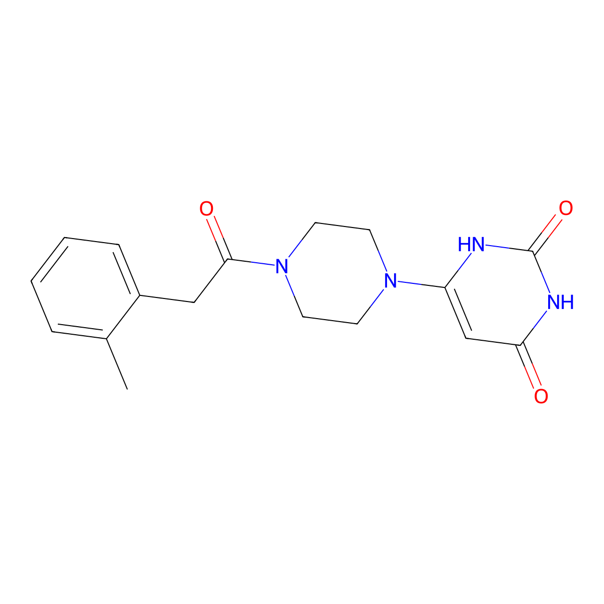 6-[4-[2-(2-Methylphenyl)acetyl]piperazin-1-yl]-1H-pyrimidine-2,4-dione molecular structure, CAS 2379986-57-7