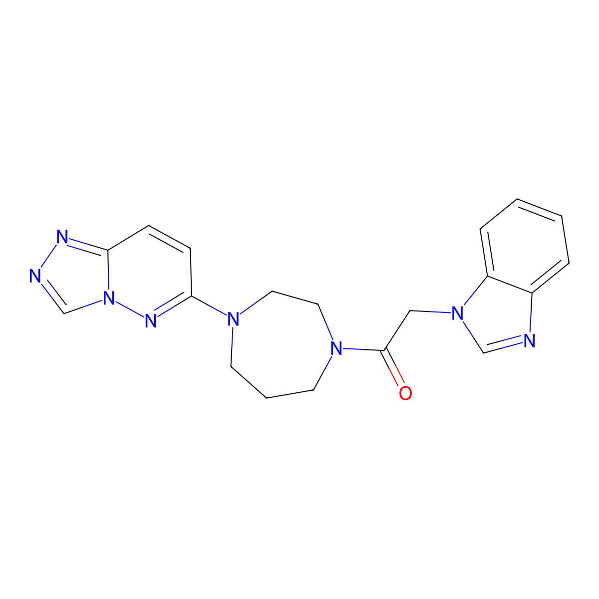 2-(1H-1,3-benzodiazol-1-yl)-1-(4-{[1,2,4]triazolo[4,3-b]pyridazin-6-yl}-1,4-diazepan-1-yl)ethan-1-one molecular structure, CAS 2379986-60-2