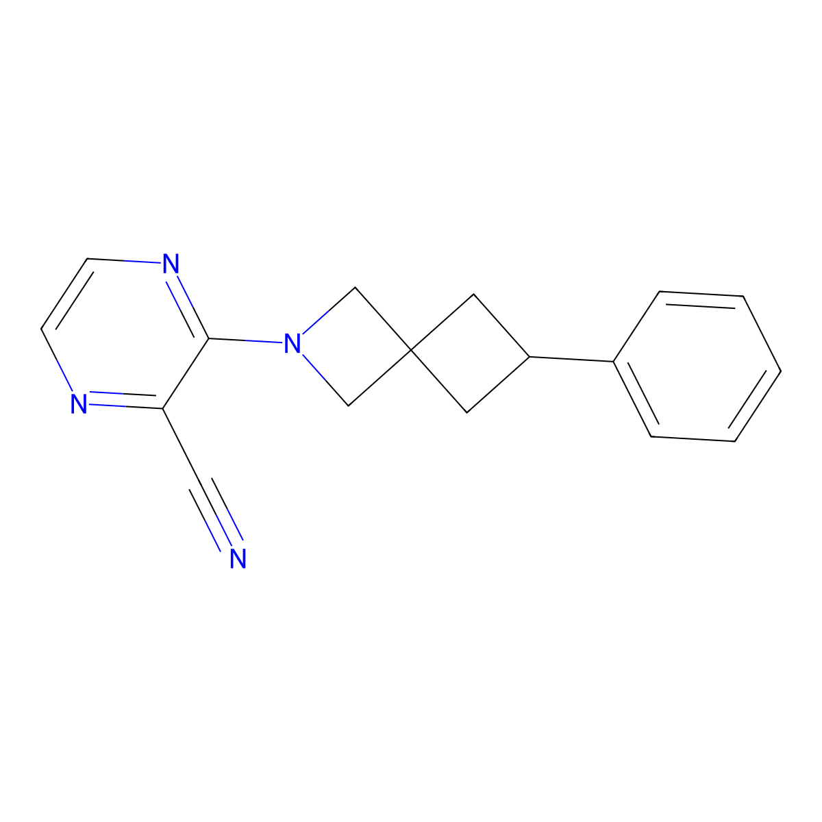 3-{6-Phenyl-2-azaspiro[3.3]heptan-2-yl}pyrazine-2-carbonitrile molecular structure, CAS 2379986-65-7