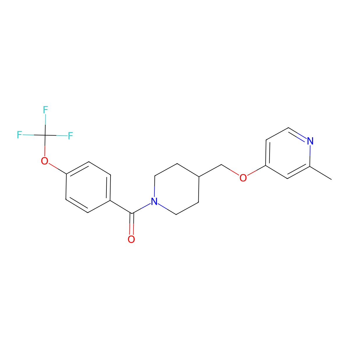2-Methyl-4-({1-[4-(trifluoromethoxy)benzoyl]piperidin-4-yl}methoxy)pyridine molecular structure, CAS 2379986-66-8