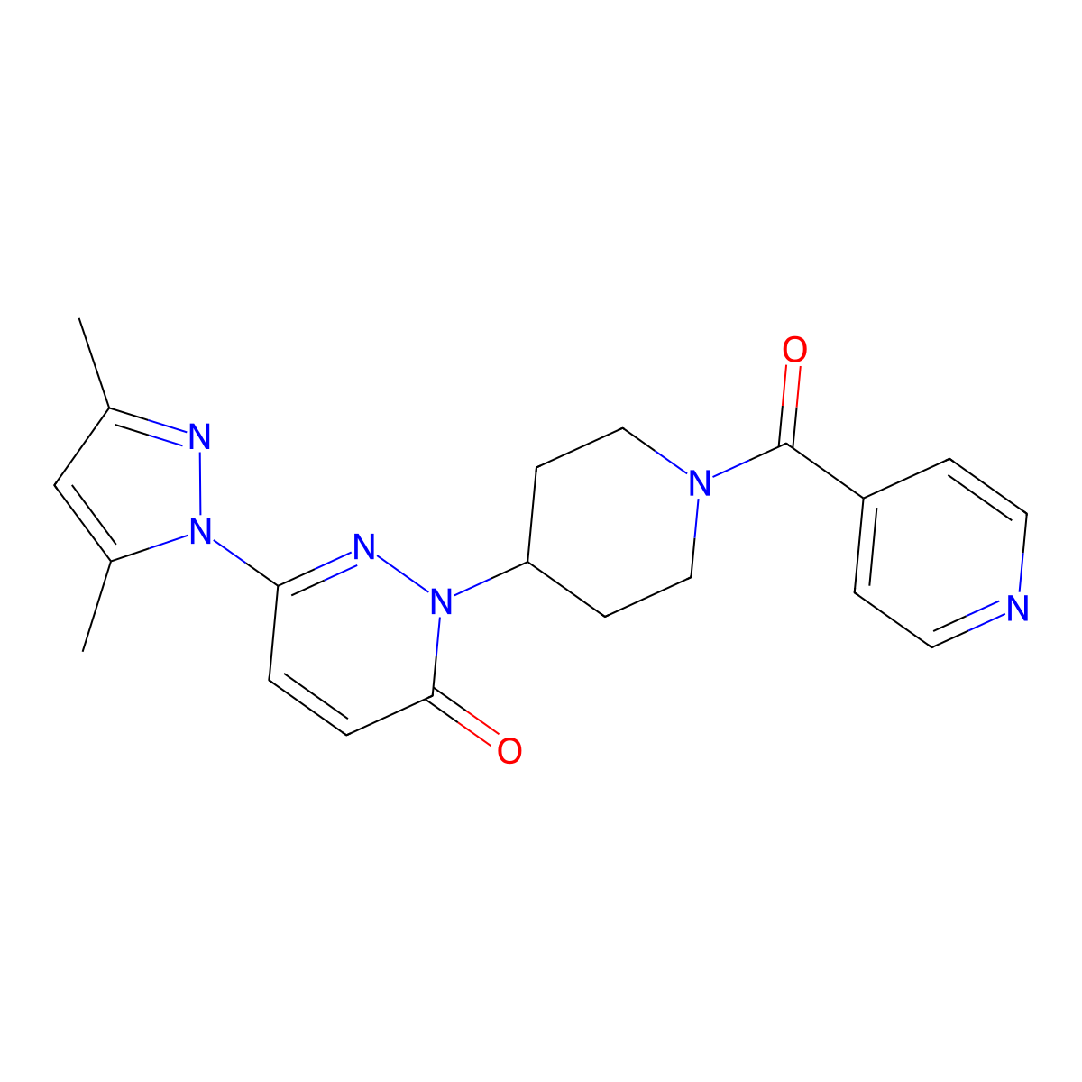 6-(3,5-dimethyl-1H-pyrazol-1-yl)-2-[1-(pyridine-4-carbonyl)piperidin-4-yl]-2,3-dihydropyridazin-3-one molecular structure, CAS 2379986-73-7