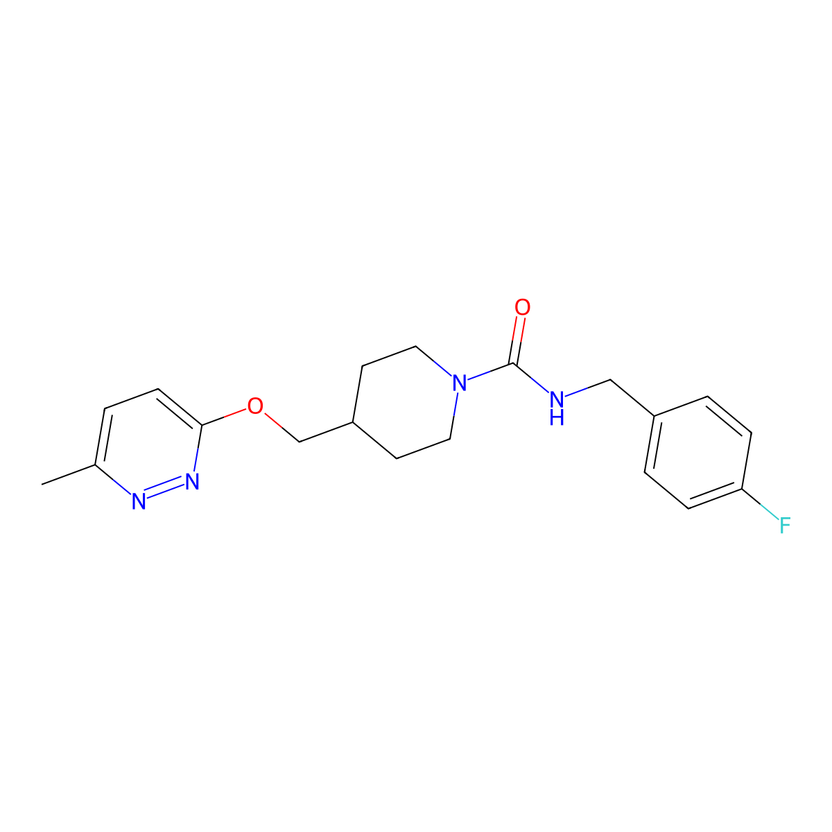 N-[(4-fluorophenyl)methyl]-4-{[(6-methylpyridazin-3-yl)oxy]methyl}piperidine-1-carboxamide molecular structure, CAS 2379986-77-1