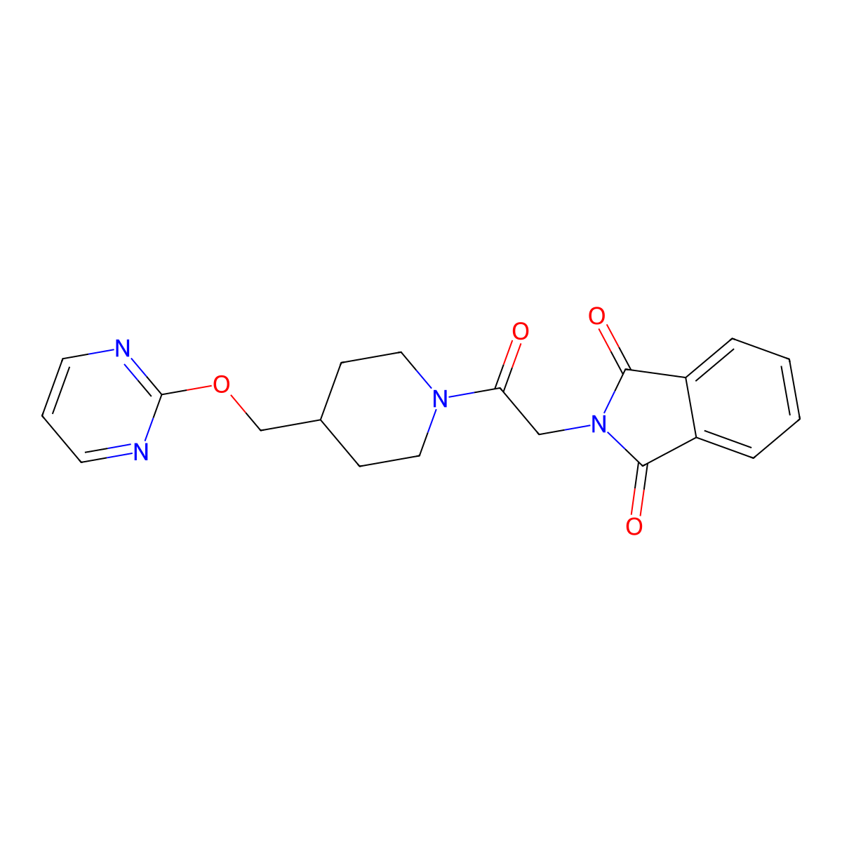 2-(2-oxo-2-{4-[(pyrimidin-2-yloxy)methyl]piperidin-1-yl}ethyl)-2,3-dihydro-1H-isoindole-1,3-dione molecular structure, CAS 2379986-79-3