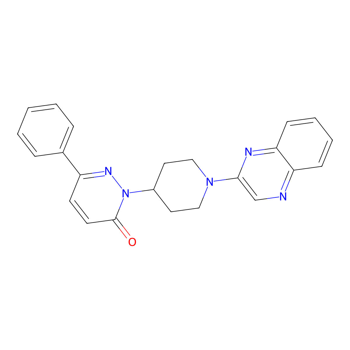 6-Phenyl-2-[1-(quinoxalin-2-yl)piperidin-4-yl]-2,3-dihydropyridazin-3-one molecular structure, CAS 2379986-84-0
