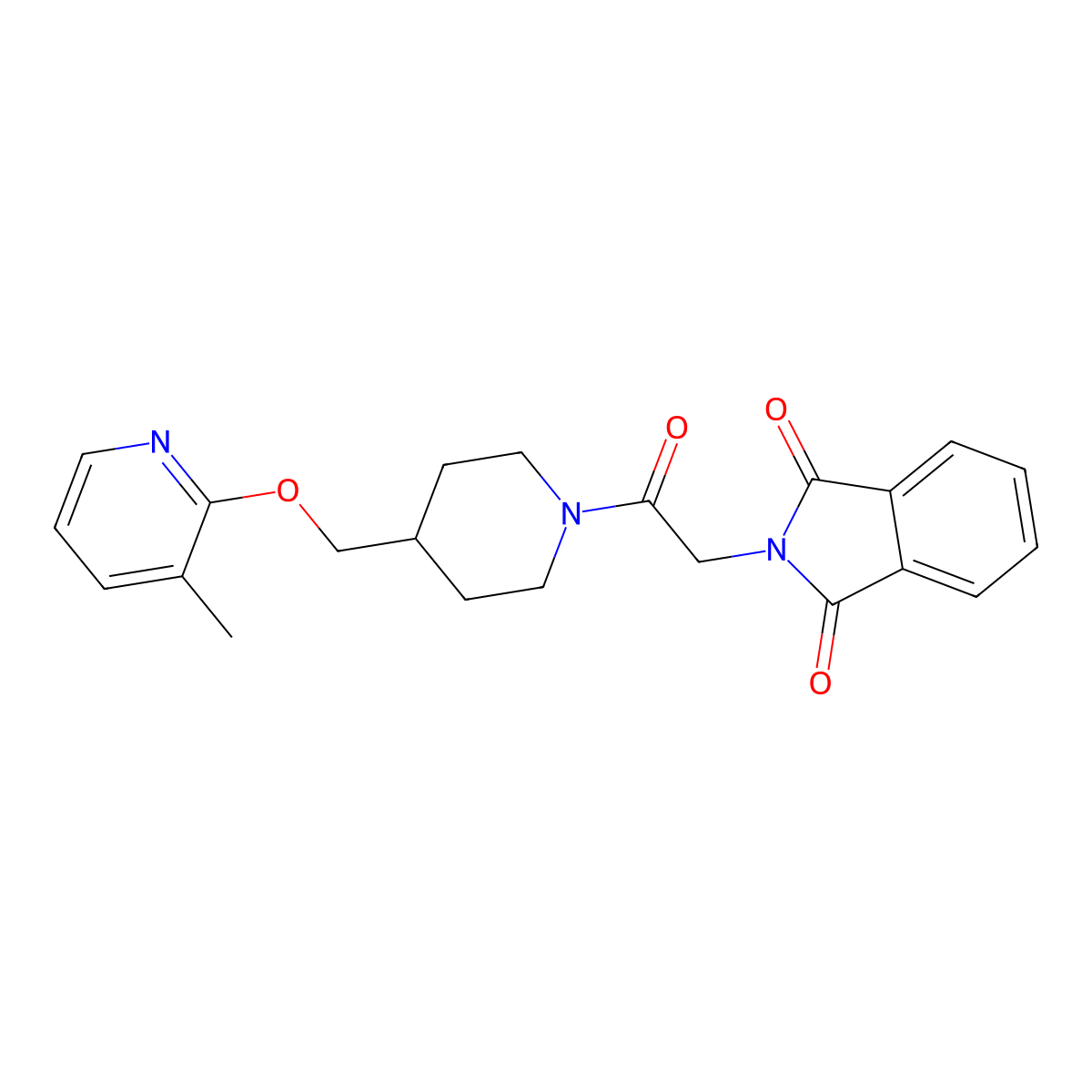 2-[2-(4-{[(3-methylpyridin-2-yl)oxy]methyl}piperidin-1-yl)-2-oxoethyl]-2,3-dihydro-1H-isoindole-1,3-dione molecular structure, CAS 2379986-85-1