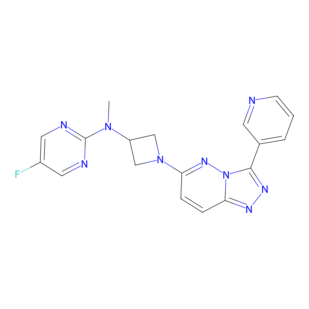 5-fluoro-N-methyl-N-{1-[3-(pyridin-3-yl)-[1,2,4]triazolo[4,3-b]pyridazin-6-yl]azetidin-3-yl}pyrimidin-2-amine molecular structure, CAS 2379986-86-2