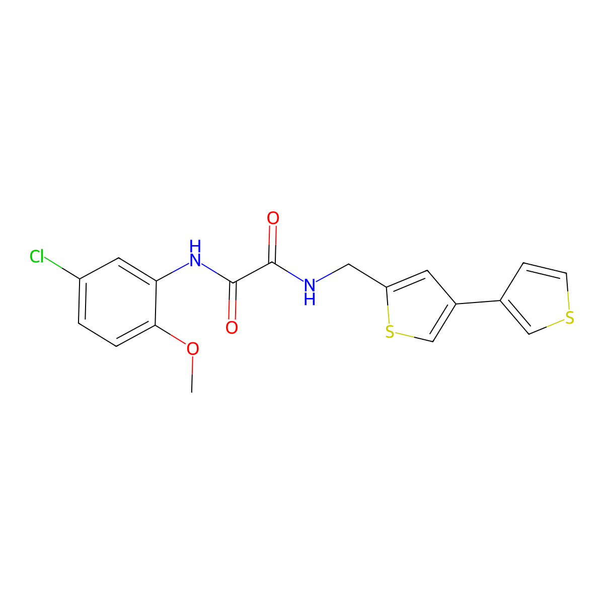 N-({[3,3'-bithiophene]-5-yl}methyl)-N'-(5-chloro-2-methoxyphenyl)ethanediamide molecular structure, CAS 2379986-90-8