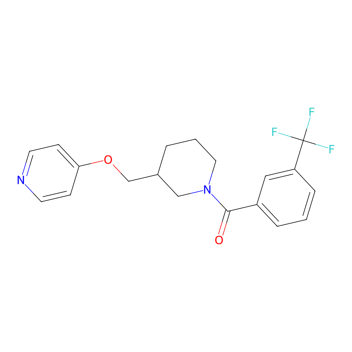 4-({1-[3-(Trifluoromethyl)benzoyl]piperidin-3-yl}methoxy)pyridine molecular structure, CAS 2379986-92-0