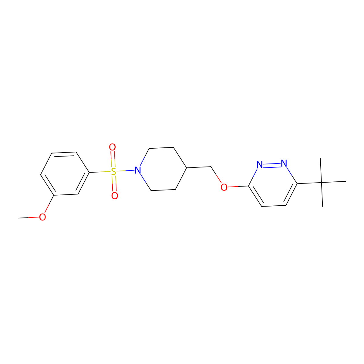 3-Tert-butyl-6-{[1-(3-methoxybenzenesulfonyl)piperidin-4-yl]methoxy}pyridazine molecular structure, CAS 2379986-94-2